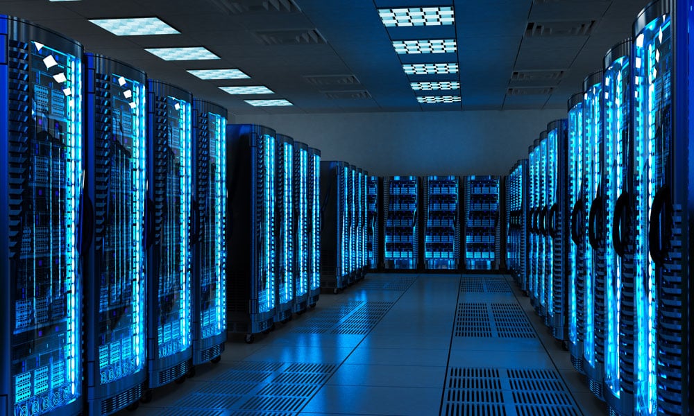Data center lumière bleue