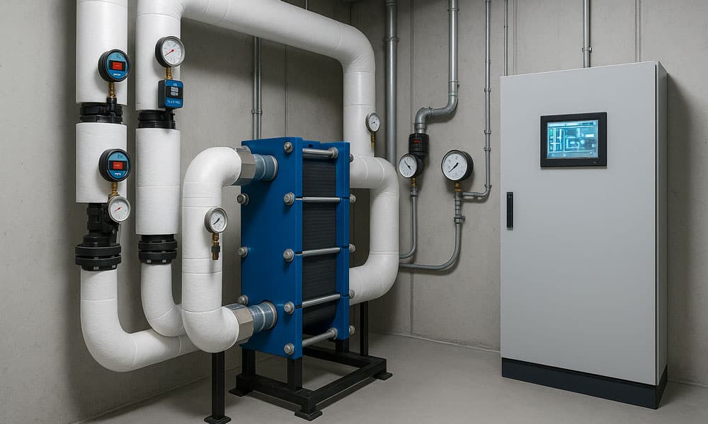 Installation CVC raccordée à un réseau de froid urbain dans un bâtiment tertiaire